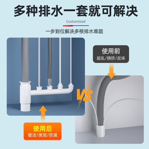厨房下水管三通管道防臭神器洗碗机净水器排水管三头通接头二合一 - 图0
