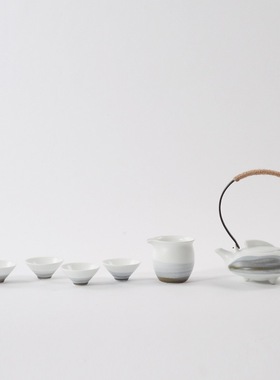 新中式禅意陶瓷茶具套装白色釉茶壶茶杯茶盘酒店别墅软装饰品摆件