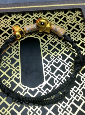 小马本命年黑色手工编织手链手绳女手工编织手绳情侣闺蜜