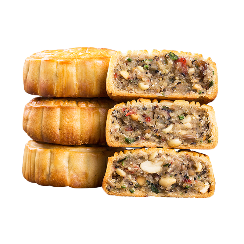 鸿喜食品专营店中秋广式月饼五仁老式多口味黑芝麻葡萄传统糕点散装零食2斤10个3