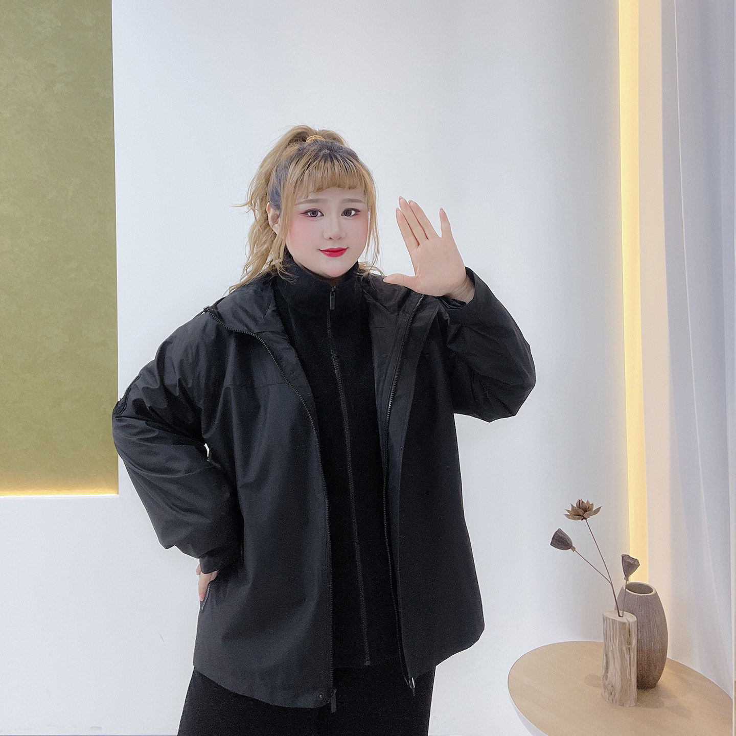 胖莹大码女装300斤胖mm休闲运动户外登山服简约百搭加绒保暖外套,淘宝优惠券,粉丝福利购,淘宝优惠卷