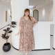 Long 300 jin floral V-neck extra-large size women's clothing gentle