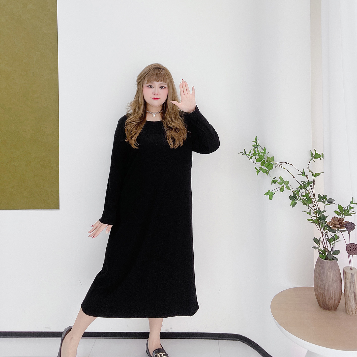 2025秋款胖莹莹大码女装韩系松弛感纯色简约马甲气质连衣裙套装,淘宝优惠券,粉丝福利购,淘宝优惠卷