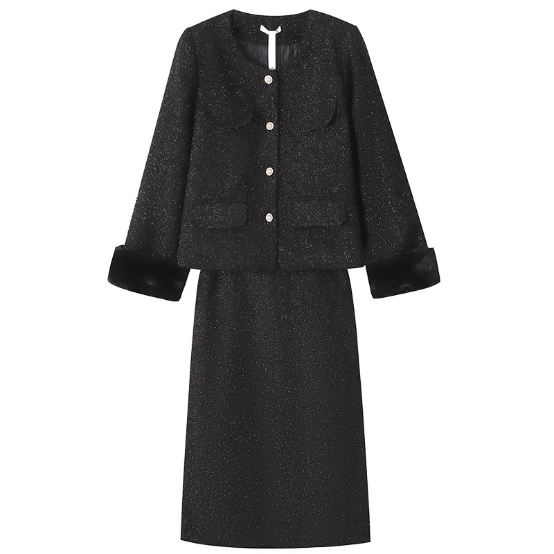 300斤胖莹大码女装胖mm小香闪亮千金风夹棉高级感外套半身裙套装,淘宝优惠券,粉丝福利购,淘宝优惠卷