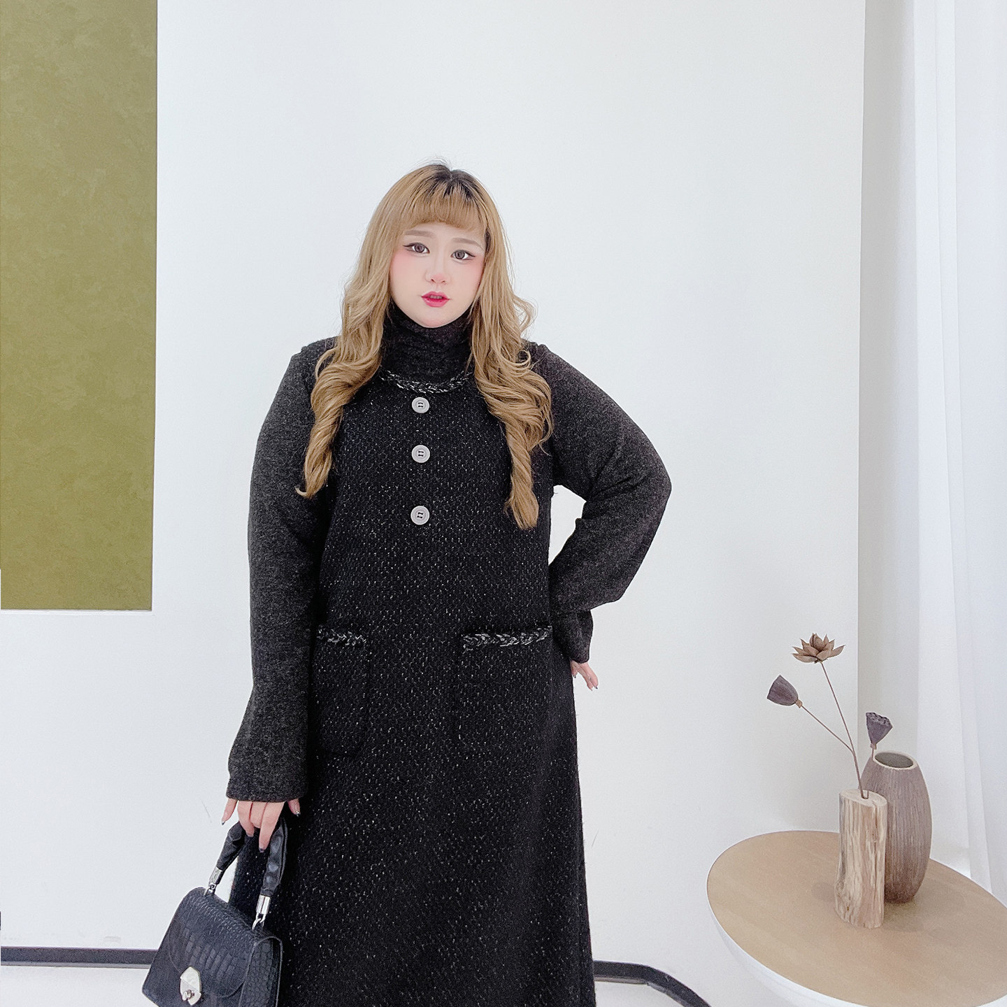 法式小香高级感胖莹莹大码女装胖mm闪亮背心裙高领打底衫显瘦套装,淘宝优惠券,粉丝福利购,淘宝优惠卷