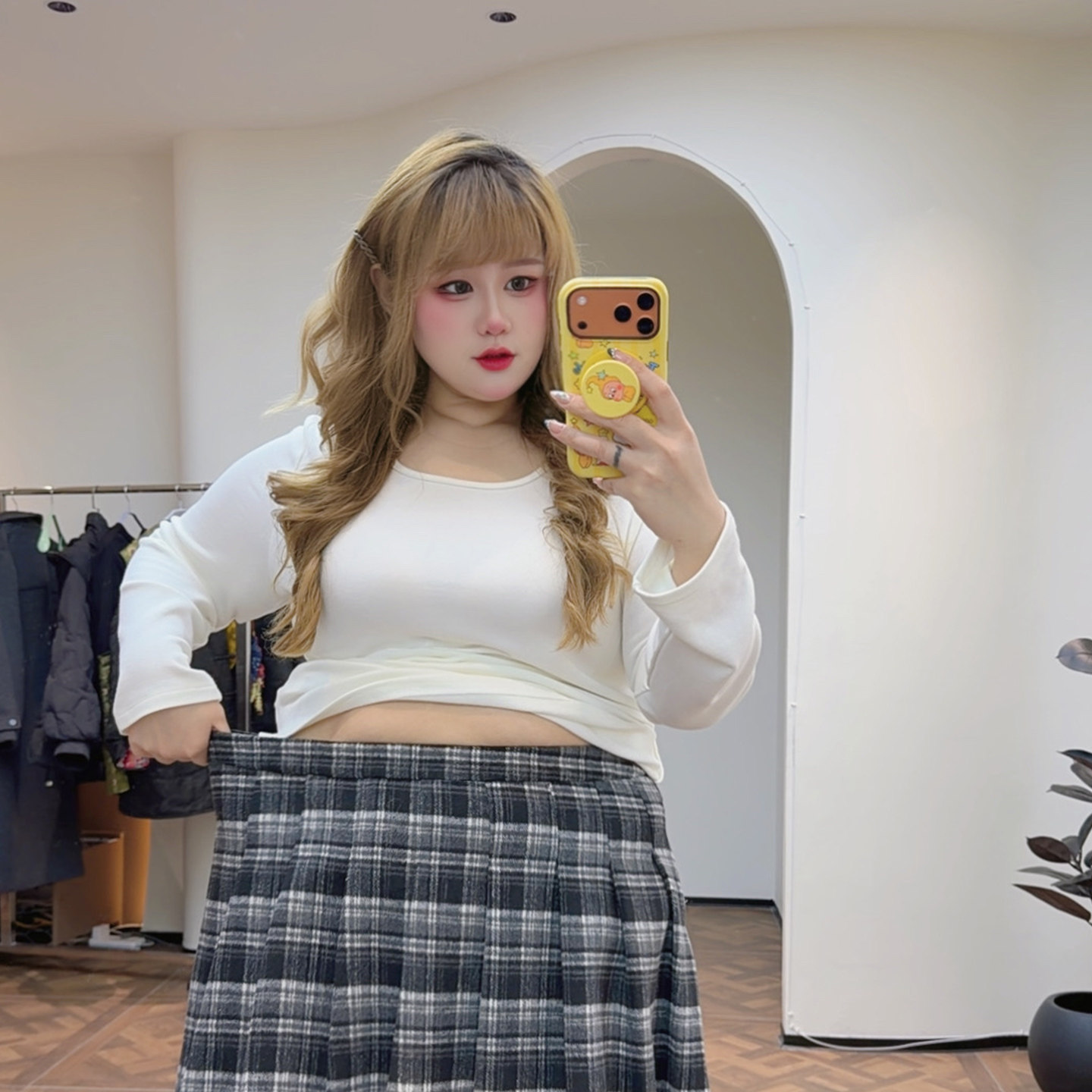 学院风黑白格纹jk减龄胖莹莹大码女装200斤胖mm高腰百搭A字半身裙,淘宝优惠券,粉丝福利购,淘宝优惠卷