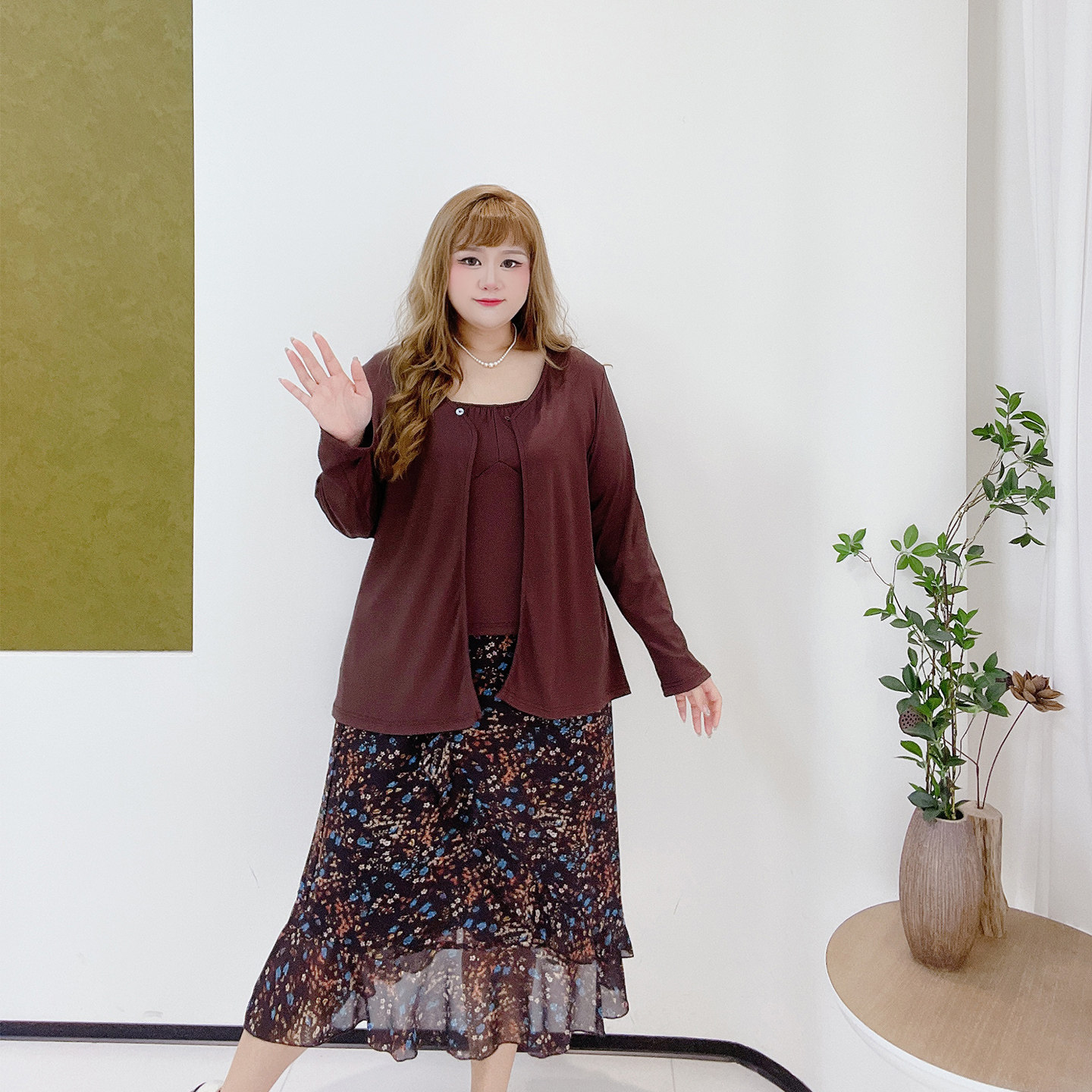 300斤胖莹大码女装轻熟风法式复古高级感碎花半身裙吊带开衫套装,淘宝优惠券,粉丝福利购,淘宝优惠卷