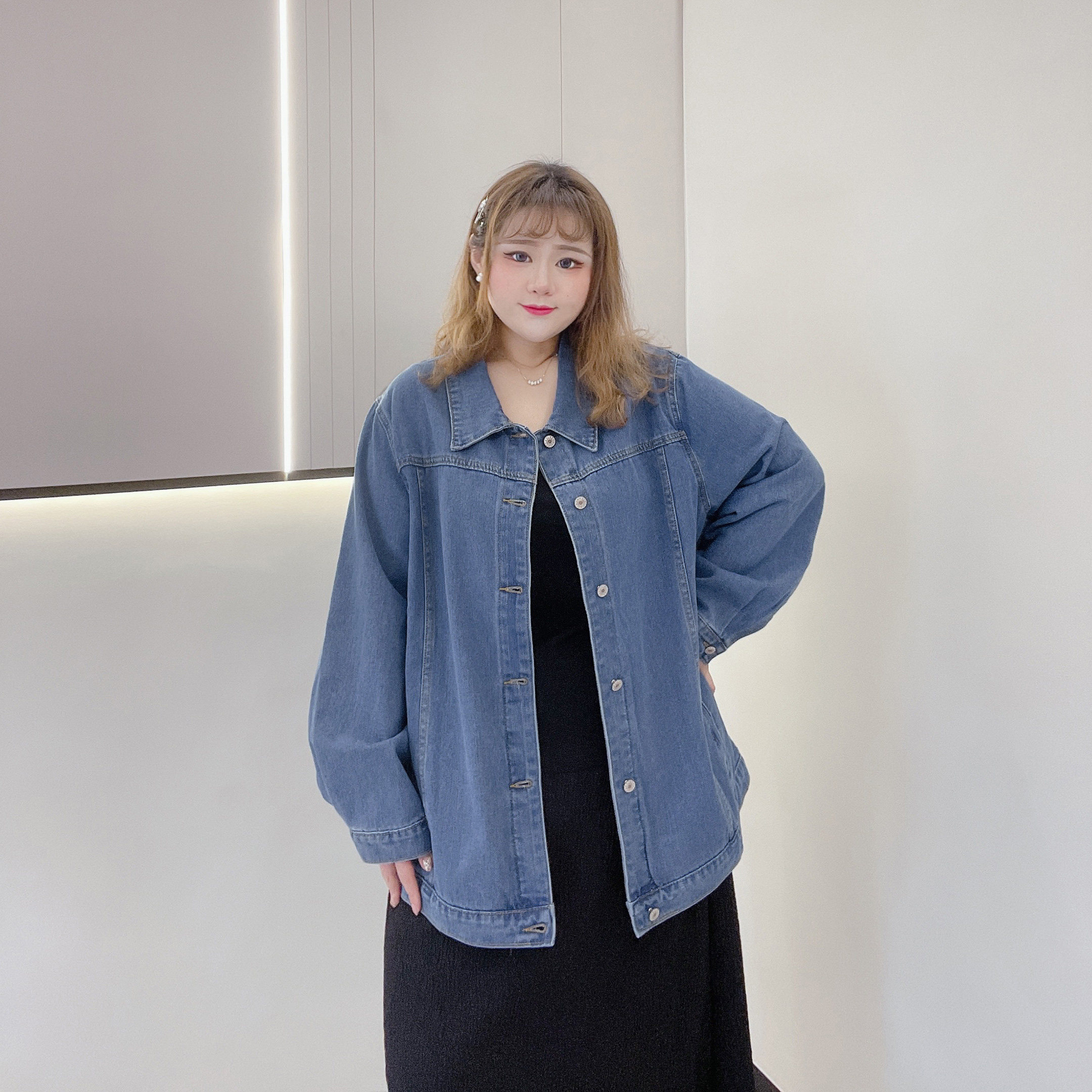 300斤特大码女装胖mm洋气时尚百搭减龄宽松休闲显瘦遮肉牛仔外套,淘宝优惠券,粉丝福利购,淘宝优惠卷