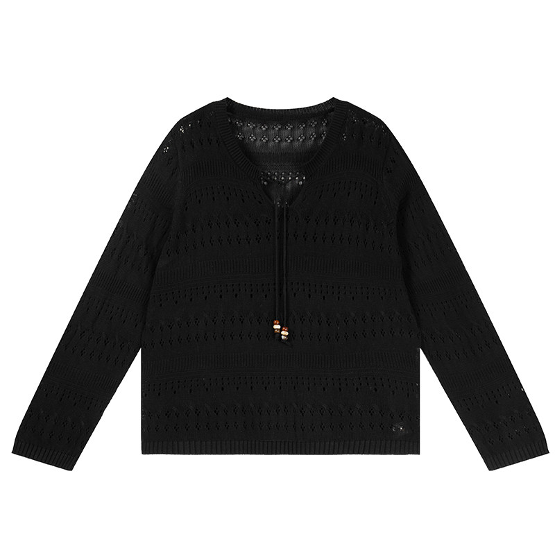 胖莹莹大码女装2025秋慵懒风时尚镂空纯欲系带显瘦百搭减龄针织衫,淘宝优惠券,粉丝福利购,淘宝优惠卷