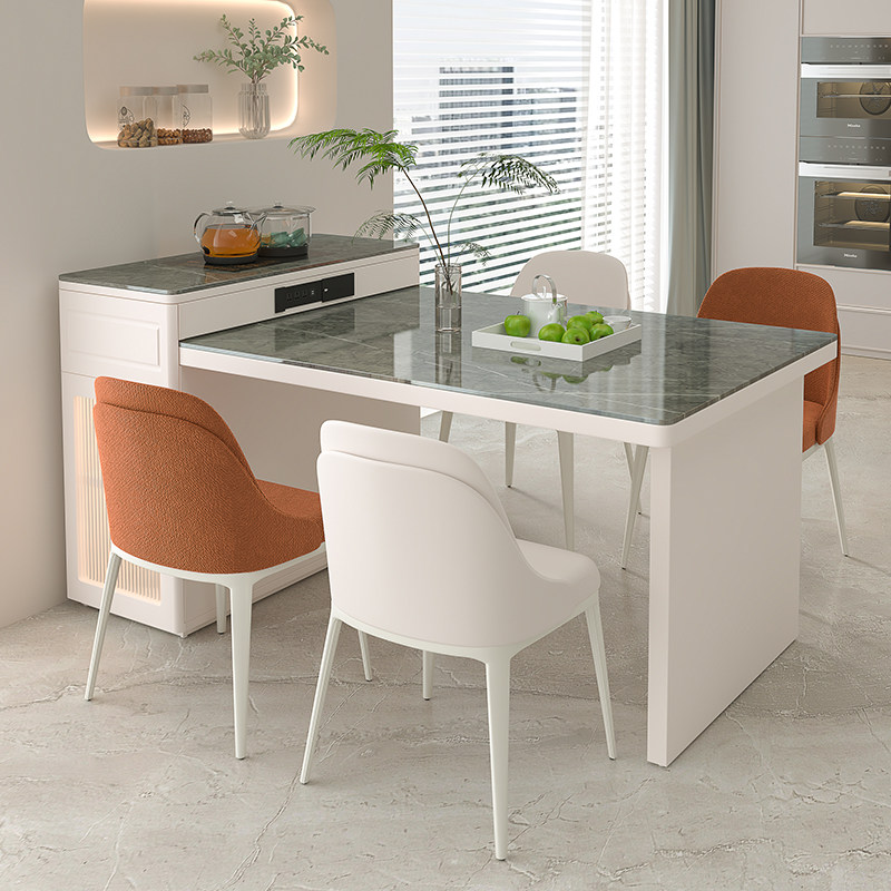 岩板岛台餐桌一体可伸缩带电磁炉小户型家用现代轻奢倒台加餐桌,淘宝优惠券,粉丝福利购,淘宝优惠卷