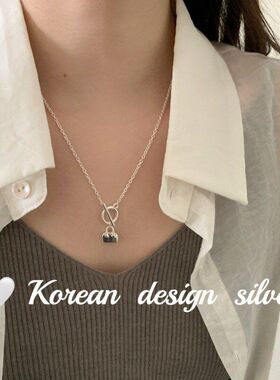 扣insS925 女精致韩国风叠银饰品项链纯银小众高级感包包戴OT设计