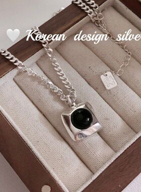 insS925项链小众方牌项链饰品日