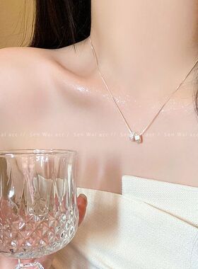 吊坠简约链轻奢双圈银色项链百