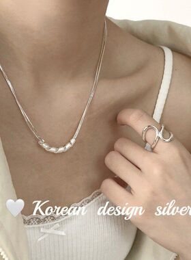 创意拉丝锁骨饰品多层韩国ins风