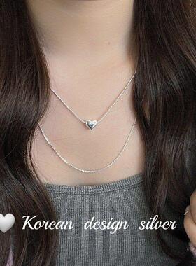 爱心戴毛衣链秋冬风女纯银S925