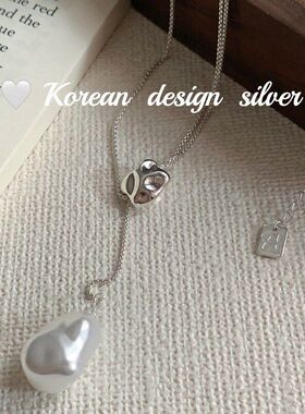 方形韩国珍珠S9252025纯银项链