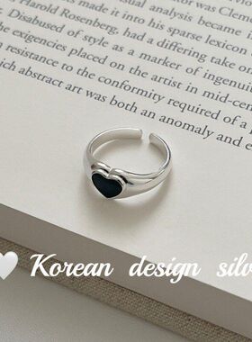 简约爱心纯银小众饰品原创黑色