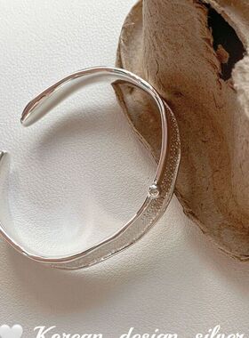S925手镯设计韩国宽版手环纯银
