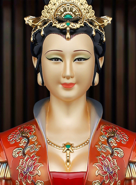 铜彩绘女娲娘娘伏羲造像大地之母女皇神像家用佛堂玄关摆放装饰品