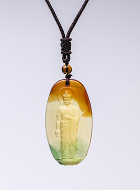 古法琉璃药师佛绿度母吊坠擦擦绳子挂绳男女同款琉璃药师吊坠项链