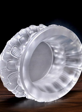 古法琉璃双层莲花浮雕佛像底座椭圆形展示支架摆件佛像琉璃承托座