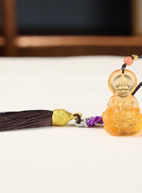 琉璃财神主题小吊坠尼泊尔工艺手工制作车载装饰品藏式风格项坠