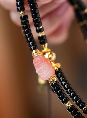 天然黑玛瑙虎牙天珠奶咖色老药师珠手链手工编绳复古藏式民族风潮