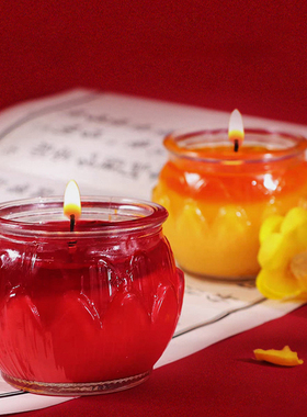 24小时平口莲花酥油灯家用植物酥油足时玻璃蜡烛供佛长明灯