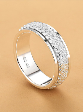 泰银麻花旋转戒指个性创意可转动编织指环女简约学生闭口情侣对戒