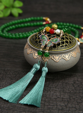 国风玛瑙串珠项链搭配长款