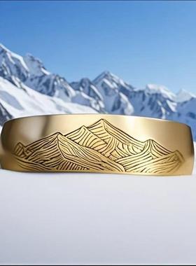 2025新款时尚不锈钢山川戒指可送朋友爱人家人的礼物腐蚀山海