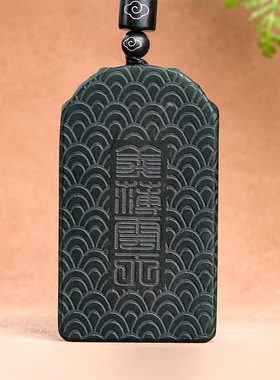 天然正品老料和田玉墨玉忠义关公玉石吊坠霸气男士挂件玉牌高档