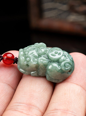 天然正品A货翡翠保真小号貔貅通财玉石吊坠挂件豆种男女玉佩玉器
