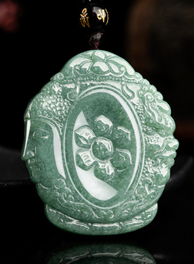 天然A货翡翠虚空藏菩萨豆种玉石吊坠生肖虎守护神本命佛男女挂件