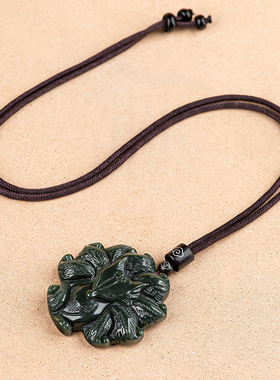 天然正品老料和田玉墨玉九尾狐玉石吊坠狐狸男士女款挂件玉牌高档