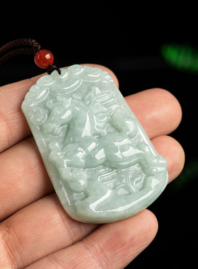 天然正品缅甸a货淡绿翡翠大号十二生肖吊坠糯种玉石12生肖挂件