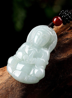 天然缅甸A货翡翠观音佛像吊坠挂件饰品男女款冰种玉石玉器挂饰