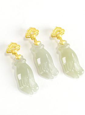 老料和田玉白玉掌上明珠吊坠正品S925银镶天然正品玉石男女款挂件