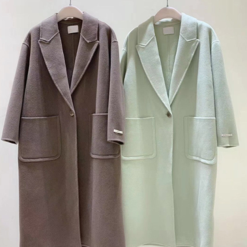 2022秋冬新款韩版气质双面羊绒大衣 索梵拉毛呢外套