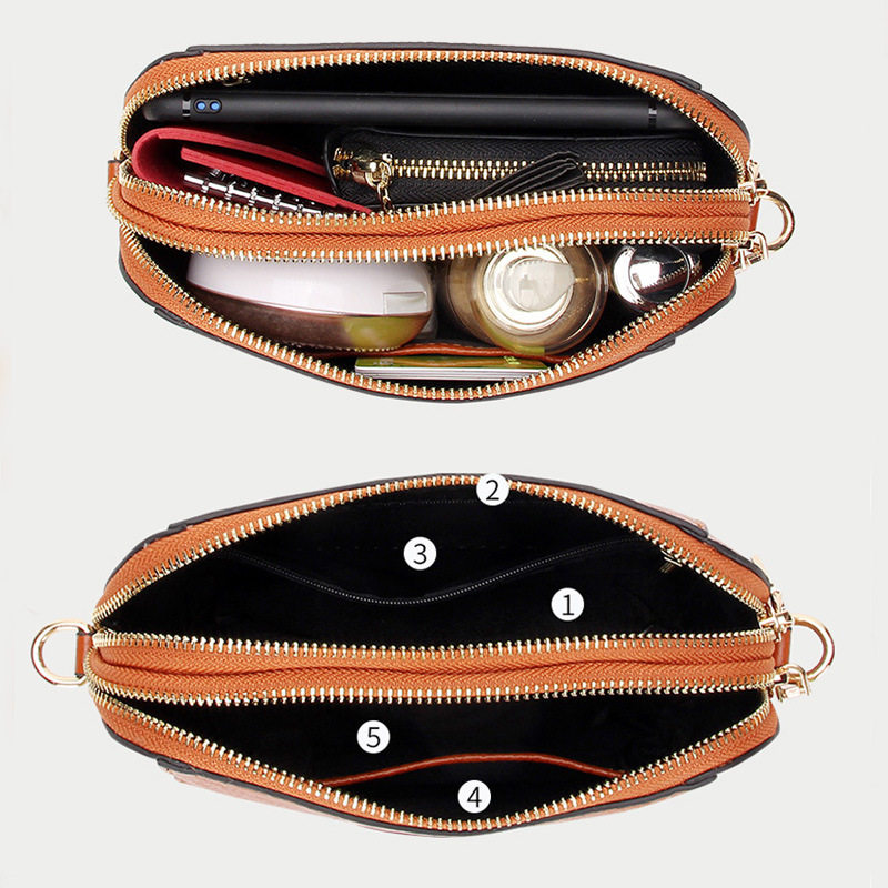 真皮2020新款潮双拉链链条女小包包 班思缇女士包袋