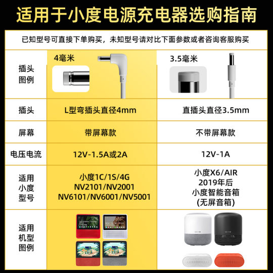 小度在家1c电源适配器原装正品小度在家1S充电器适用于小度智能音箱充电线充电器原配小度在家音响1C/X8/ari