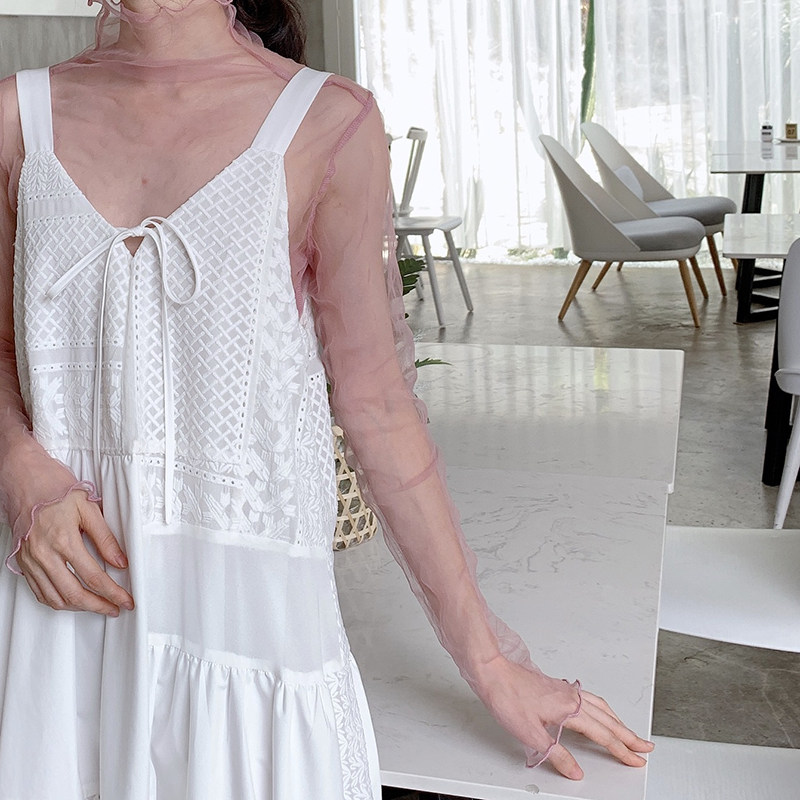 2023春秋新款蕾丝洋气长袖网纱小衫 顺夏蕾丝衫/雪纺衫