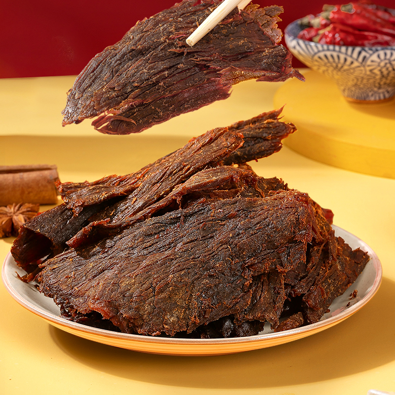 卤趣五香牛肉干手撕原切大片肉干即食温州特产零食小吃大罐装250g - 图1