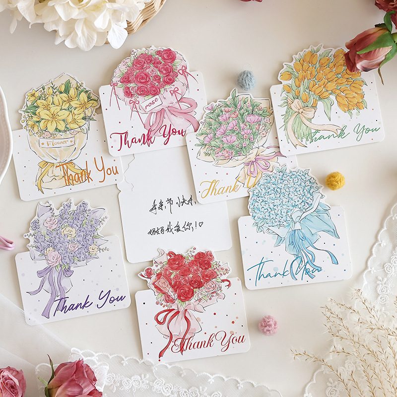 Mother's Day greeting card handwritten three-dimensional high-end postcard flowers blank card ins style birthday thank you woman lover teacher gratitude blessing message flower shop baking wholesale Christmas New Year