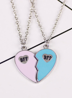 学生韩版友谊心形合金挂坠毛衣链