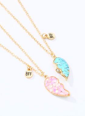 闺蜜项链二人款心形亮片男女同款