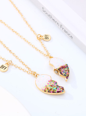 项链吸铁石爱心十字链合金通用