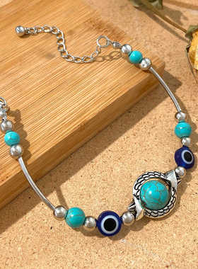 网红同款绿色石串珠手链精致