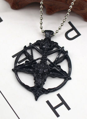 潮男合金复古恶魔骷髅羊头项链