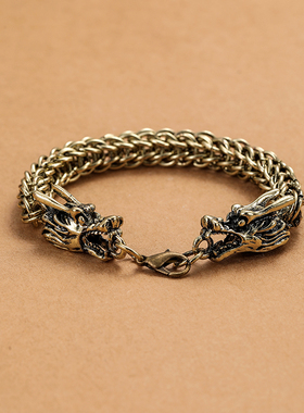 手链立体双头龙复古国潮男士手饰